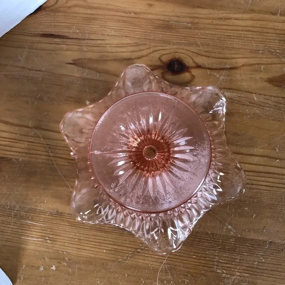 Vintage Pink Ruffle  Footed Glass Compote Dish - Picture 5 of 7